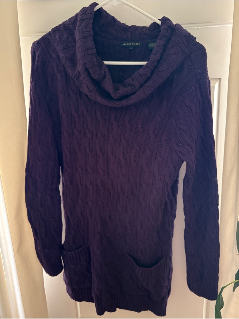 Jeanne Pierre Purple Cowl Neck Sweater With Pockets Women's Size M